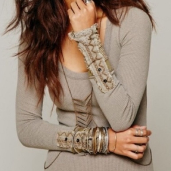 Free People Tops - HP! Free People Kyoto Cuff Waffle Thermal Mushroom